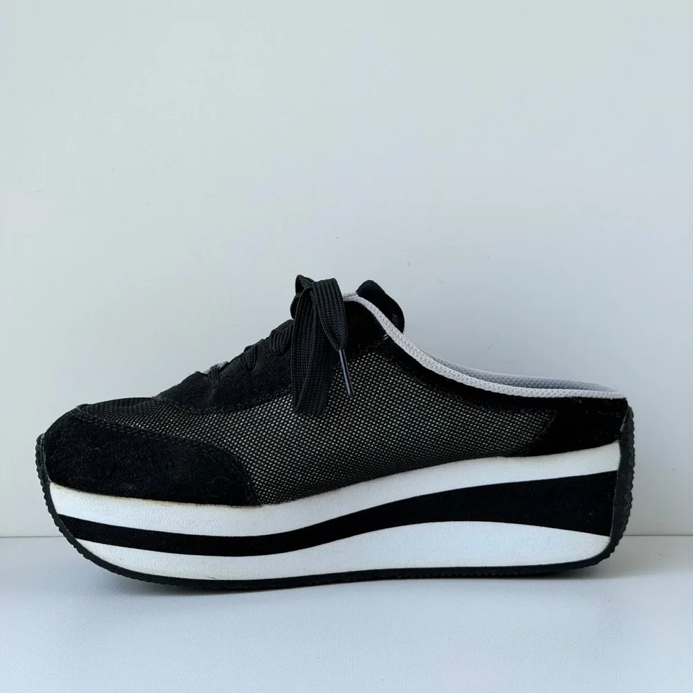 Vintage Skechers Somethin' Else Mules Women 7.5 Black Platform Y2K Sneakers
